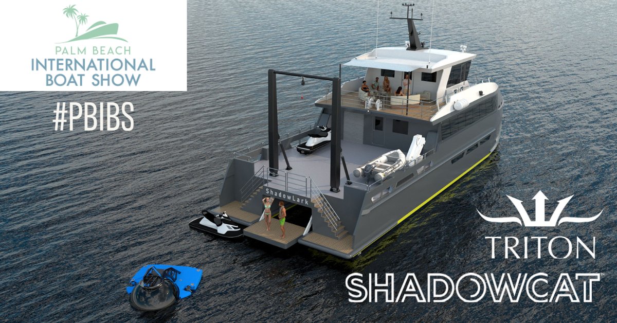 ShadowCatYachts's tweet photo. SHADOWCAT & @tritonsubs are teaming up again, in Booth #935 at the @pbboatShow starting today. If you plan to attend, be sure to talk to us about our new launch-and-recovery craft for #submarines, #SHADOWLARK, which offers delivery in 14 months. #PBIBS #superyacht https://t.co/Dz0H8c1bxU