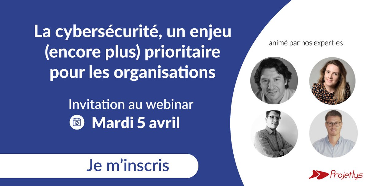BlueSoftEmpower's tweet photo. [#Webinar] La #cybersécurité un enjeu (encore plus) prioritaire pour les organisations

📅 Mardi 5 avril, 14h-15h

🎙 Avec nos expert·es, @jfberenguer_pro @BlandinePinto, Guillaume et Romaric 

S'inscrire 👉 https://t.co/mfK3j5ROFQ https://t.co/2g5JHPt2Ml