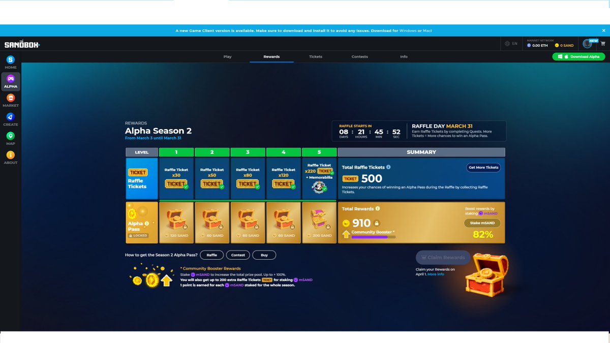 CNewbie007's tweet photo. @TheSandboxGame I just participated in the daily #SandboxAlphaS2Contest for a chance to earn up to 1,000 $SAND! Starting March 22 - Ticket Day. Check out my screenshot below!
👇 #SandboxAlphaS2 https://t.co/z5FJOEefxz