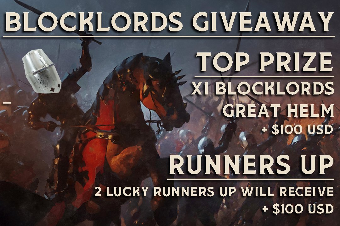 ⚔ Weary traveller, may thee wanteth to stay and rest in the #BLOCKLORDS kingdom?   

We're feeling the love this week👑

Initiating official #BLOCKLORDS #Giveaway 🚨 

Your kingdom awaits..

gleam.io/x1GBU/blocklor… #win via @GleamApp