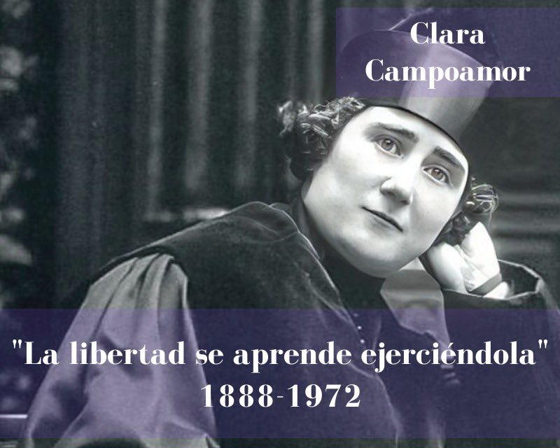 "La libertad se aprende ejerciéndola" una de las citas más célebres de #ClaraCampoamor abogada, escritora, política y  defensora de los derechos de la mujer. Impulsora del sufragio femenino, estuvo muy implicada en la elaboración de la Ley de Divorcio · 1932. #MujeresEnLaHistoria