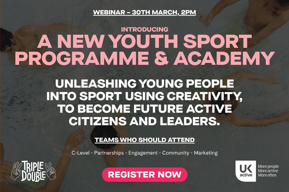 _ukactive's tweet photo. ukactive member @Triple_Double_ is hosting a webinar on the 30th March at 2pm to introduce their youth sport programme and academy. If you want to improve how you engage young people to help them become physically active then this is for you.

https://t.co/MT1EmZ6k0M https://t.co/Fax6uOClFf