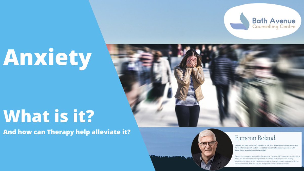 BathCounselling's tweet photo. What is Anxiety?

Is it a common issue?

What steps can we take to alleviate it?

Full video here:👇
https://t.co/6s8C8Cy51j

#anxiety #mentalhealth #Dublin #Counselling #psychotherapy https://t.co/dKDEjSBigS