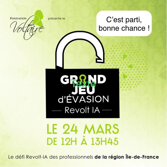 CharlydeLaLonde's tweet photo. Le jeu d’évasion de la langue française, c’est parti pour les 420 équipes franciliennes. Bonne partie et bonne chance à tous et à toutes !
La @Fondat_Voltaire remercie encore ses partenaires @languesFR, la région @iledefrance, le @Medef_IDF et le groupe @UpCoop.
#RevoltIA https://t.co/SOxgTYurpG
