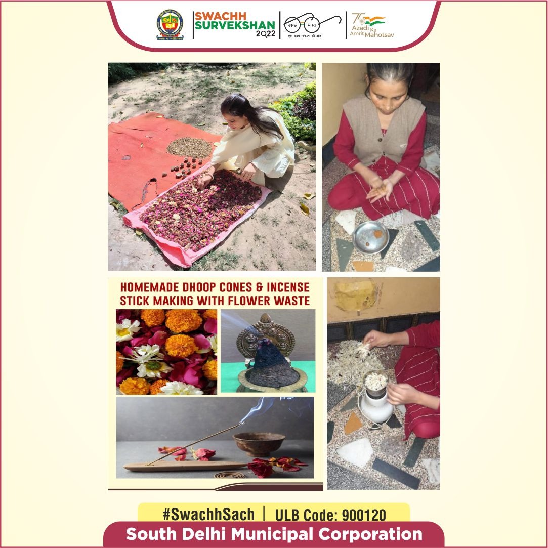 MCD_Delhi's tweet photo. SDMC South Zone @Ankita1988 with Why Waste Wednesdays Foundation @WWWF_D utilizes Flower Waste to make Dhoop Cones by SHGs of @NULM_MoHUA @DMSouthDelhi
@WWWF_D &amp; Ambassador @DrRMakhija train SHGs in making dhoop cones from floral waste https://t.co/X9xOFBALVc