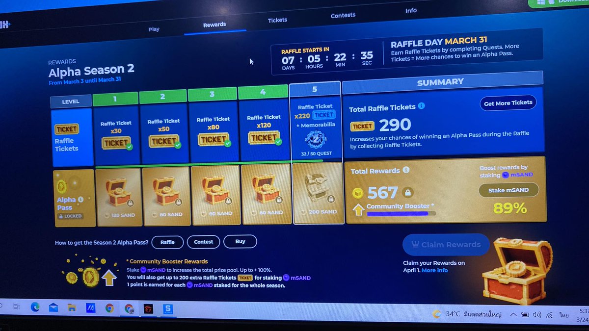 tanic__'s tweet photo. @TheSandboxGame I just participated in the daily #SandboxAlphaS2Contest for a chance to earn up to 1,000 $SAND! Starting March 22 - Ticket Day. Check out my screenshot below!
👇 #SandboxAlphaS2 https://t.co/uXFPIlGzqR