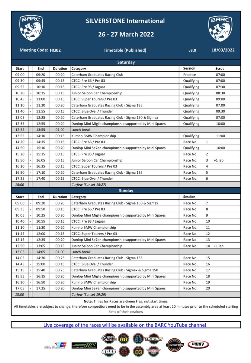 BARC (@officialbarchq) on Twitter photo Plenty of action on the way from <a href="/SilverstoneUK/">Silverstone</a> this weekend with no less than 2️⃣0️⃣ races scheduled - it’s set to be quite the show!
Here’s how the timetable shapes up for Saturday and Sunday 👇🏻
#BARC Plenty of action on the way from <a href="/SilverstoneUK/">Silverstone</a> this weekend with no less than 2️⃣0️⃣ races scheduled - it’s set to be quite the show!
Here’s how the timetable shapes up for Saturday and Sunday 👇🏻
#BARC