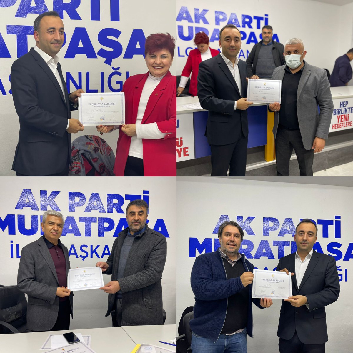 ak_muratpasa's tweet photo. Haftalık Olağan İlçe Yönetim Kurulu toplantımızı İlçe Başkanımız Sn. @osmanulker_07 Başkanlığında İlçe Koordinatörlerimiz  @Ferdemtuncay hanımın Katılımlarıyla gerçekleştirildi.İlce Başkanımız Tarafından Yönetim Kurulu Üyelerimizin Teşkilat Eğitimi Sertifikalarını Takdim Edildi. https://t.co/DjQyauM2pv