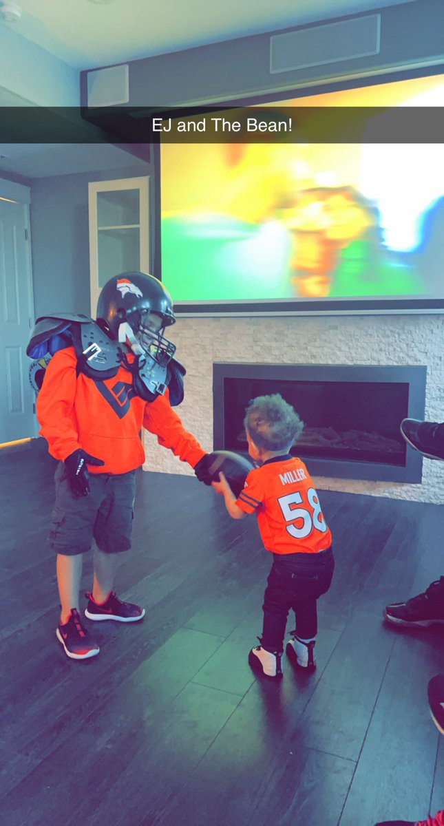 mandymiller07's tweet photo. @Broncos @DangeRussWilson @ArrowGlobal Three-year-old EJ already thinks he is Russell Wilson! I cannot think of a better athlete for him to look up to. 💙🧡💙🧡 https://t.co/85nvj6sMGl