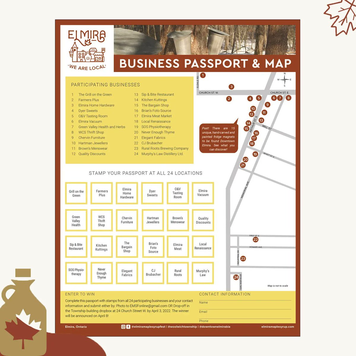 ElmiraBIA's tweet photo. Get excited because "We Are Local" begins today! 🍁Your Business Passport &amp; Map is your guide to where all the businesses are located and is also a way for you to win an awesome prize! Visit our page to learn more and to download the passport: https://t.co/XMh8B0cOzD
#WeAreLocal https://t.co/CBl19RppCE