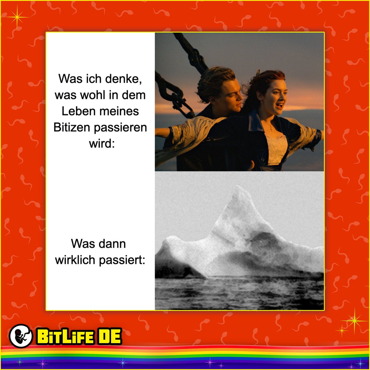 BitLife_DE's tweet photo. Manchmal bist du der Eisberg... und manchmal biste halt das Schiff... Bitanic Teil 2 - Jack hΓ€tte noch immer draufgepasst! #BitLifeDE #bitlifedememes #titanic #bitanic #jackehrenmann https://t.co/kBFDSAaTzE