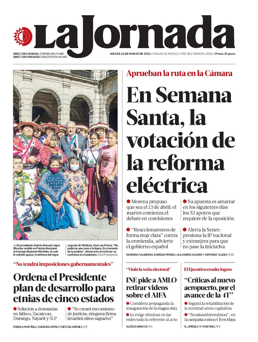 LuisCardenasMx's tweet photo. #PrimerasPlanas 🗞️ 24 de marzo de 2022 #LaPrimeradeMVS (1) https://t.co/7gkhc0A0tv