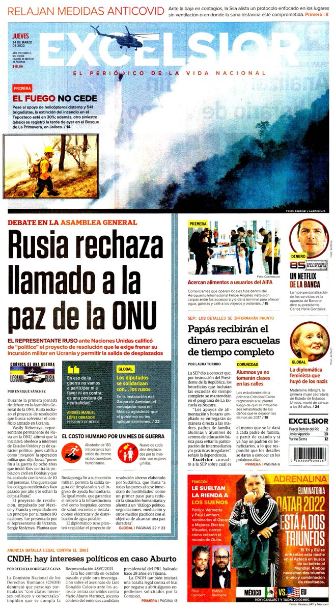 LuisCardenasMx's tweet photo. #PrimerasPlanas 🗞️ 24 de marzo de 2022 #LaPrimeradeMVS (2) https://t.co/u9fOjfocpU