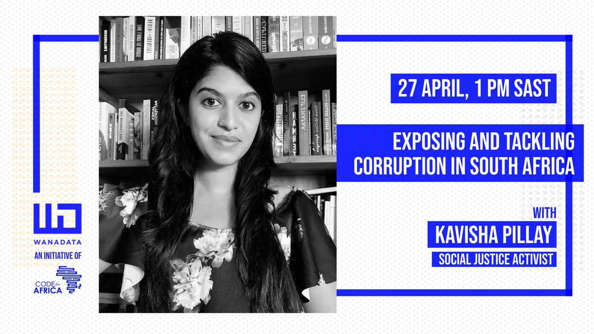 What's the state of corruption in 🇿🇦SA?

Join this #WanaData meetup featuring <a href="/Kavs_Pillay/">Kavisha Pillay</a>,  Head of Stakeholder Relations and Campaigns at <a href="/Corruption_SA/">Corruption Watch</a>, to hear about anti-corruption strategies from the organisation.

⏰ 27 April, 1 pm SAST

📍 bit.ly/wd27april