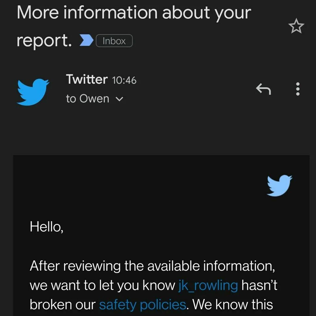 owenblacker's tweet photo. Don't forget, dogpiling and bullying is good actually(!)
#JKDoesntSpeakForMe #TransWomenAreWomen #TransMenAreMen #NonBinaryIdentitiesAreValid #TransRightsAreHumanRights #GWithTheT #NoLGBWithoutTheT #NoPasaran https://t.co/RD0vqfvLSJ https://t.co/7s1zg09p0W