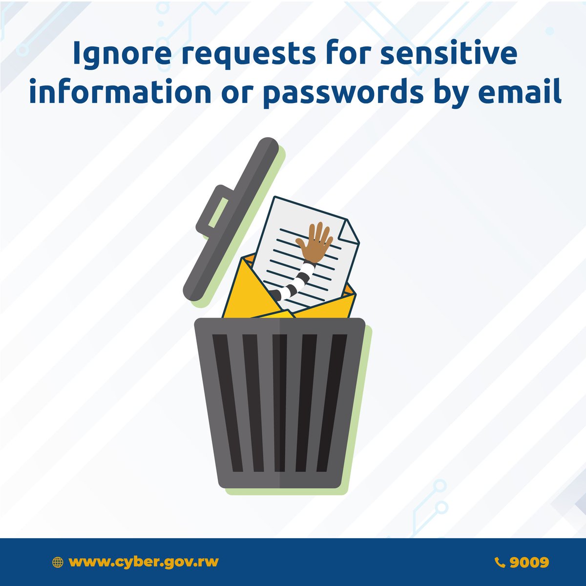 Nobody should ever contact you randomly for your sensitive information via email. If you are asked for it, it’s a scam and you should ignore and delete the email immediately.

#stoponlinescams