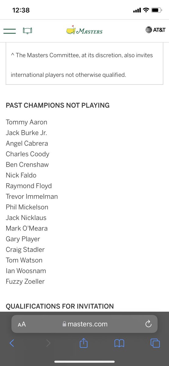 2 uker idag til første utslag i Masters sendes avgårde 🏌🏻‍♂️Lefty er ute for første gang siden 1994, men det er fortsatt ett navn som ikke er på denne listen…. Kan det virkelig skje!🐯