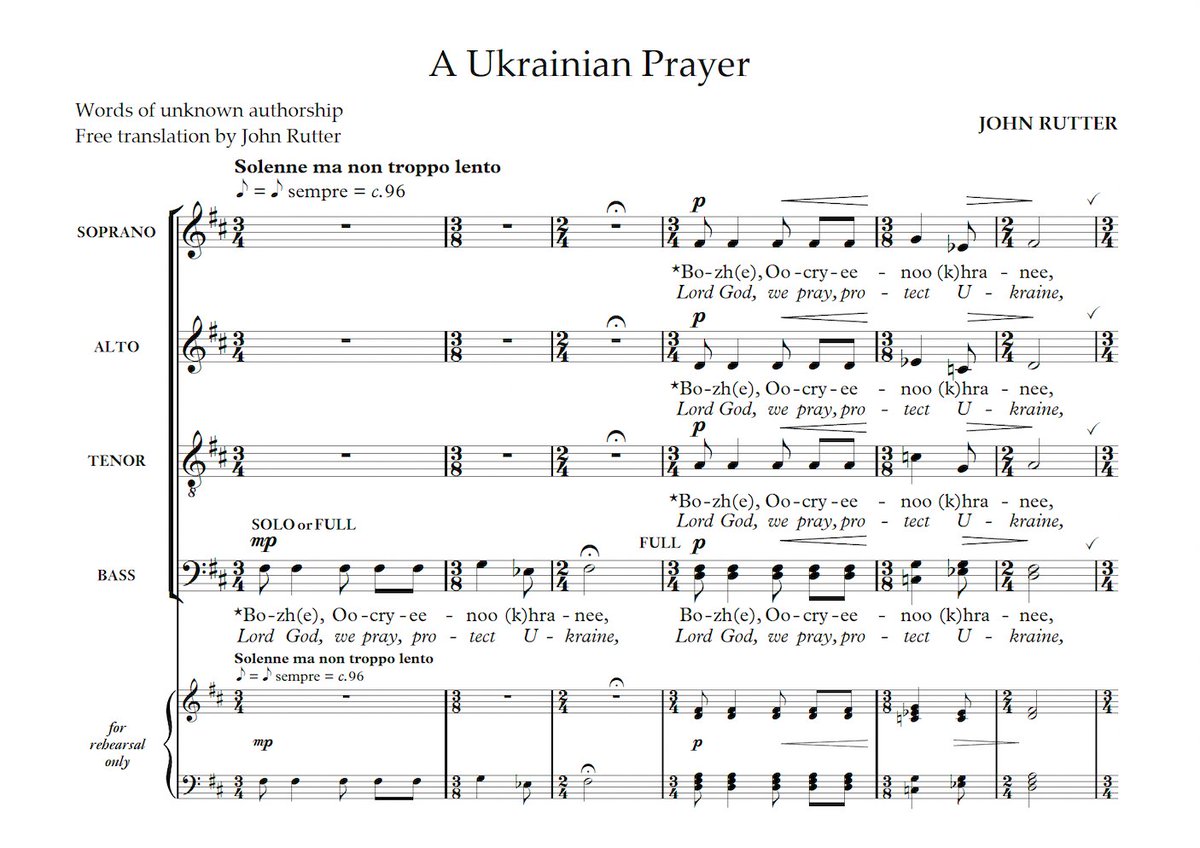 johnmrutter's tweet photo. We've sent the score for A Ukrainian Prayer to over 1,400 choirs around the world. Contact the team if you'd like to receive it for free.

https://t.co/lCaPecYaD5 https://t.co/cVCOMwf66Y
