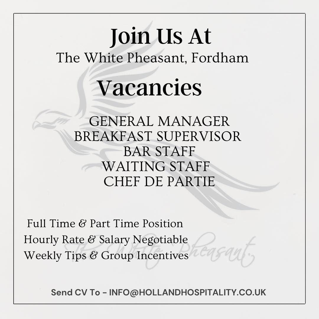 Fantastic #Career Opportunities as we are expanding our team ☺️ Come and Join us and be #inspired at Our Multi Award Winning venue near #Ely &amp; #Newmarket #Suffolk &amp; #Cambridgeshire.
CV to info@hollandhspitality.co.uk
#2AARosettes for culinary excellence.
 #eastanglia #hospitality