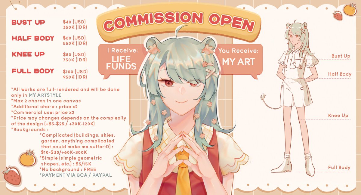 arghkaashi's tweet photo. [RT/likes/share appreciated!!] [repost from other acc]
🌸COMMISSION OPEN🌸

I'm opening my commission (finally), if you are interested or have any question feel free to DM me! thankyou🧡❤️

*pls read the terms carefully before order*
*open for 5 slots!! https://t.co/ciG0t0y80W