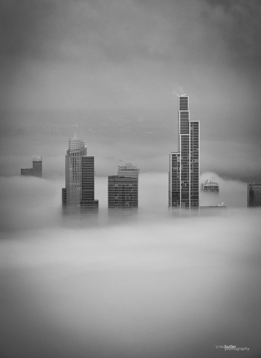 Wednesday’s South Loop Fog in Black &amp; White  #chicago