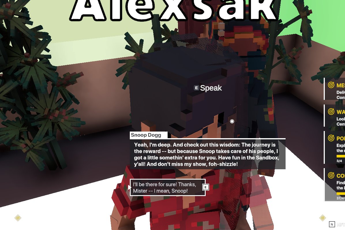 Mo99ah99's tweet photo. @TheSandboxGame I just participated in the daily #SandboxAlphaS2Contest for a chance to earn up to 1,000 $SAND! Starting March 23 - Selfie with Snoop Dog. Check out my screenshot below!
👇 #SandboxAlphaS2 https://t.co/EjLnR1cxTs