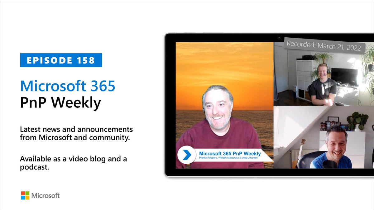 SharePoint's tweet image. 💡 #Microsoft365dev #PnPWeekly - Episode 158 with the brilliant @mediocrebowler

✅ His career path at Microsoft
✅ Release of #PnPjs
✅ Building successful open-source project
✅ Behavioral change and the probability of success

and more... 🚀

📺 &amp;amp; 🎙 → msft.it/6016wm81K