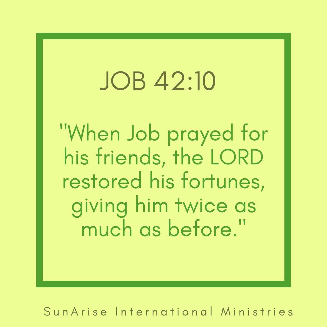 When Job prayed for his friends, God RESTORED IN DOUBLE PORTION

#SunAriseInternationalMinistries #MarinaAngelicaCoryat #doubleforyourportion #prayingforothers #dueseason