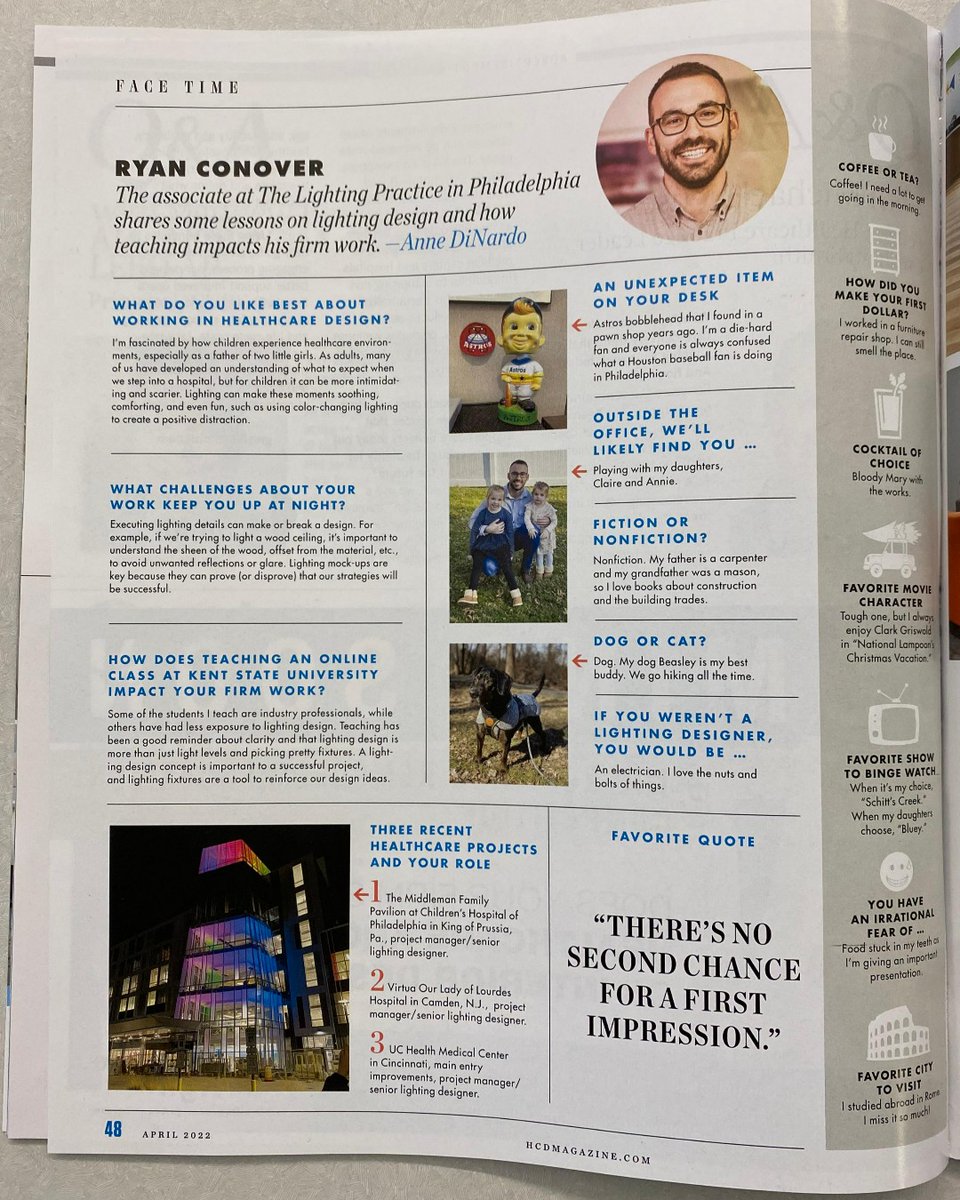 Ryan Conover, TLP's Associate of Light + Health, was recently featured in <a href="/HCDMagazine/">Healthcare Design</a>'s April issue! Grab a copy, flip to page 48 and learn more about why lighting design in healthcare is so important, plus fun facts about Ryan.