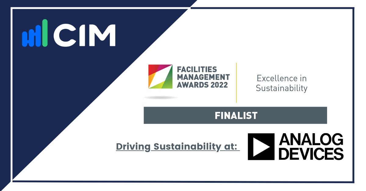cimsoftware's tweet image. Very excited about the @FMAwardsIreland tonight! We hope to win the &quot;Excellence in Sustainability&quot; award for &quot;Driving Sustainability at Analog Devices&quot;. Best of luck to the other finalists!

#sustainability #facilitiesmanagement #buildinganalytics #co2reduction #awards