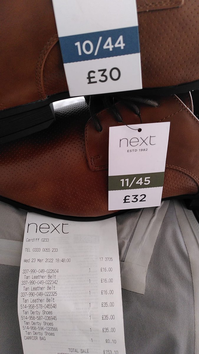 mancglitterati's tweet photo. @nextofficial I bought three pairs of the same shoes at your Cardiff store yesterday, for a wedding. I was in a rush and didn't notice the three different prices advertised/charged for the same product (the highest being the price charged). Please explain. Thanks. https://t.co/ZEYrATyDz4