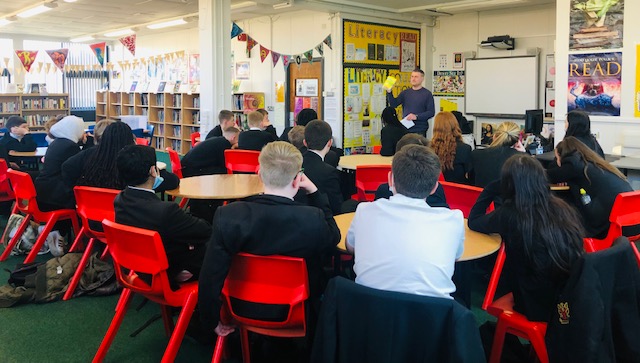 Some pics from our S2 author visit from <a href="/Will_Sutcliffe8/">William Sutcliffe</a> as part of our #braidhurstreadingschool work. Great behaviour from pupils who listened attentively to Will speak about a very important subject - the climate crisis &amp; read from his book 'The Summer We Turned Green'