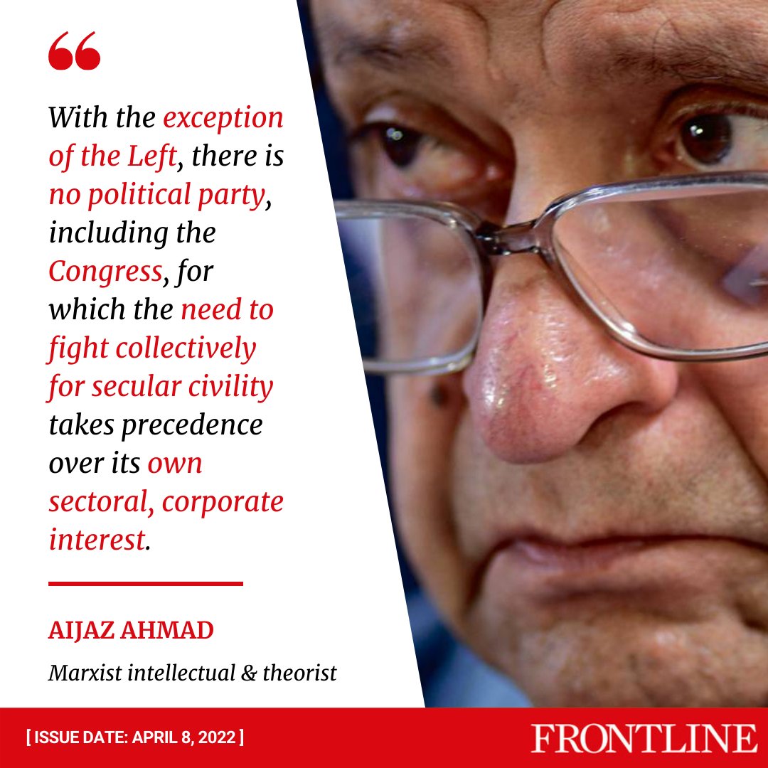 frontline_india's tweet photo. COVER STORY | Excerpts from an interview #AijazAhmad gave to @frontline_india, which was published in the issue dated August 2, 2019.

https://t.co/hYzuYbWcnn https://t.co/UplC43wfUr