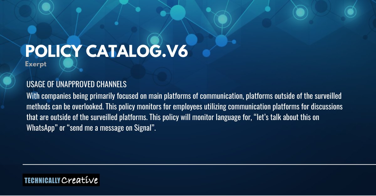 As surveillance requirements have evolved, so has our Policy Catalog. TC has released Policy Catalog.V6 to include 3 new policies.

Download a copy of the TC Policy Catalog today: technicallycreative.com/our-policy-cat… 

#SEC #TCOCPlatform #policy #FINRA #datasecurity