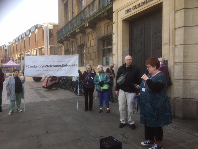 CamWelcome's tweet photo. More pics from Monday's #BordersBill #TogetherWithRefugees event in Cambridge -- tnx @Clare_Sansom (@CllrAlexCollis speaking) &amp; Paul Browne of @cambsforeurope (@mariamyusuf17, Katrina and group photo) https://t.co/cDkI81wtKq