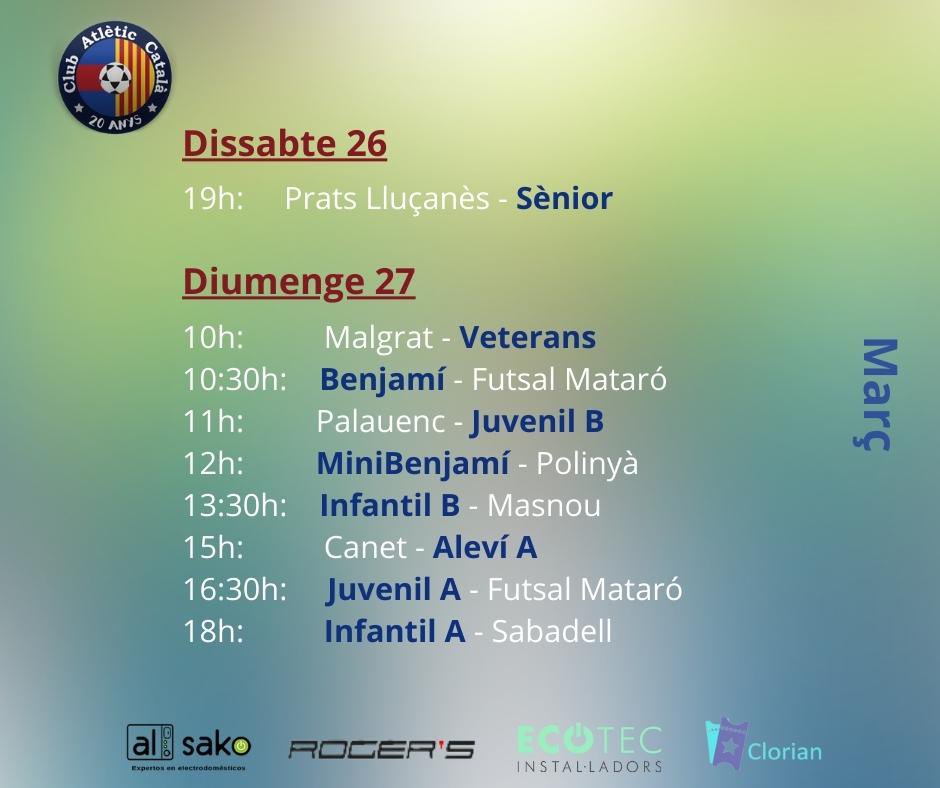 ⚽️Partits d’aquest cap de setmana !!