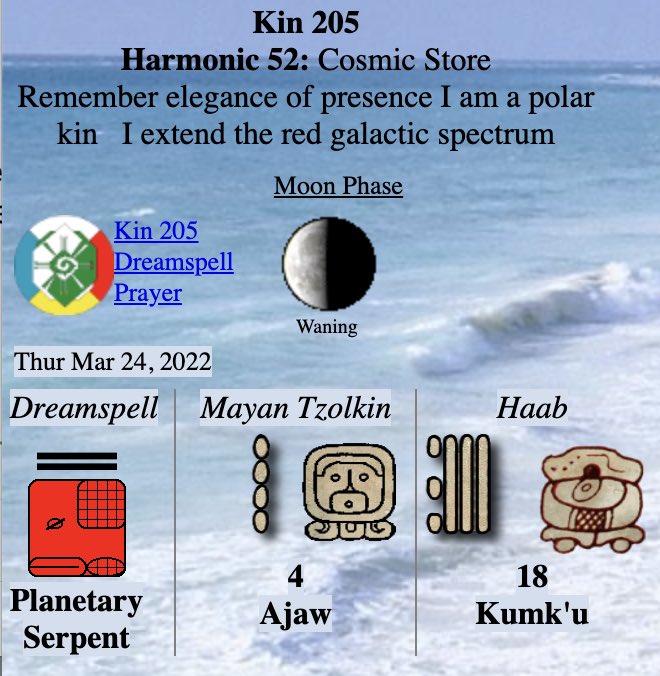 Tex369X's tweet photo. Thursday 3.24.2022 - #Kin205
Long Count 0.0.9.7.0
moon:9 day:18
#REDPLANETARYSERPENT
I perfect in order to survive
Producing instinct
I seal the store of life force
With the planetary tone of manifestation
I am guided by the power of space
I am a polar kin https://t.co/vGMdxkKnOh