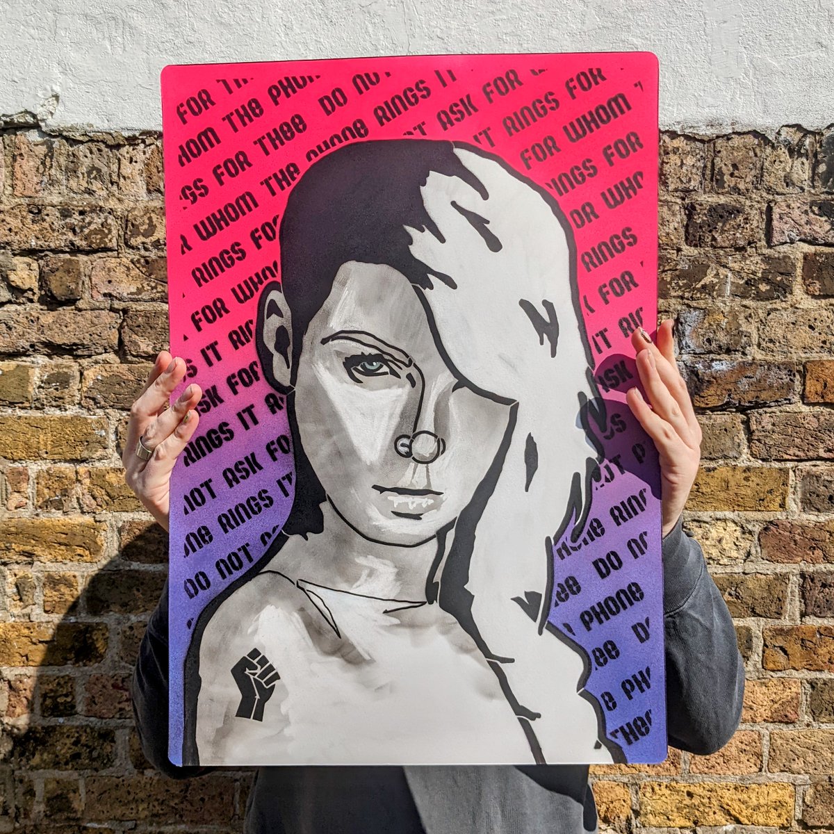 Thisisidiom's tweet photo. Do not ask for who the phone rings. It rings for thee. 

‘Do not ask’ is an edition of 4 on A2 Bockingford paper using spray paint, stencils, imagination and smoke

Available on our Big Cartel page 

#phone #rings #graffiti #street #urban #art #thisisidiom #forwhomthebelltolls https://t.co/DMqagRVY3h