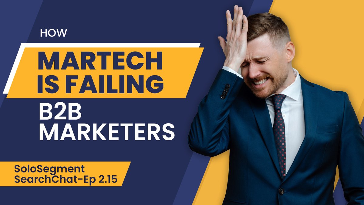 SoloSegment's tweet image. Most martech tools simply don&apos;t work for large, B2B sites!  On the latest SearchChat, we discuss the unique challenges B2B marketers face, and how intelligent tools that focus on successful behavior are the future.
loom.ly/vhsN23Y
#b2bmarketing #martech #marketingstrategy