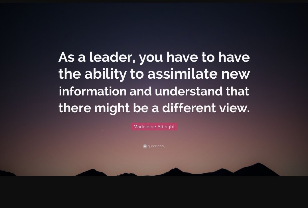 mimnagh89's tweet photo. Very pertinent to our current studies and our evolving leadership skills! #MadeleineAlbright #pdsl #leadership @patriciamannixm @niamhickey @FCathain @Leaders_SoE https://t.co/rYXjC60bwt