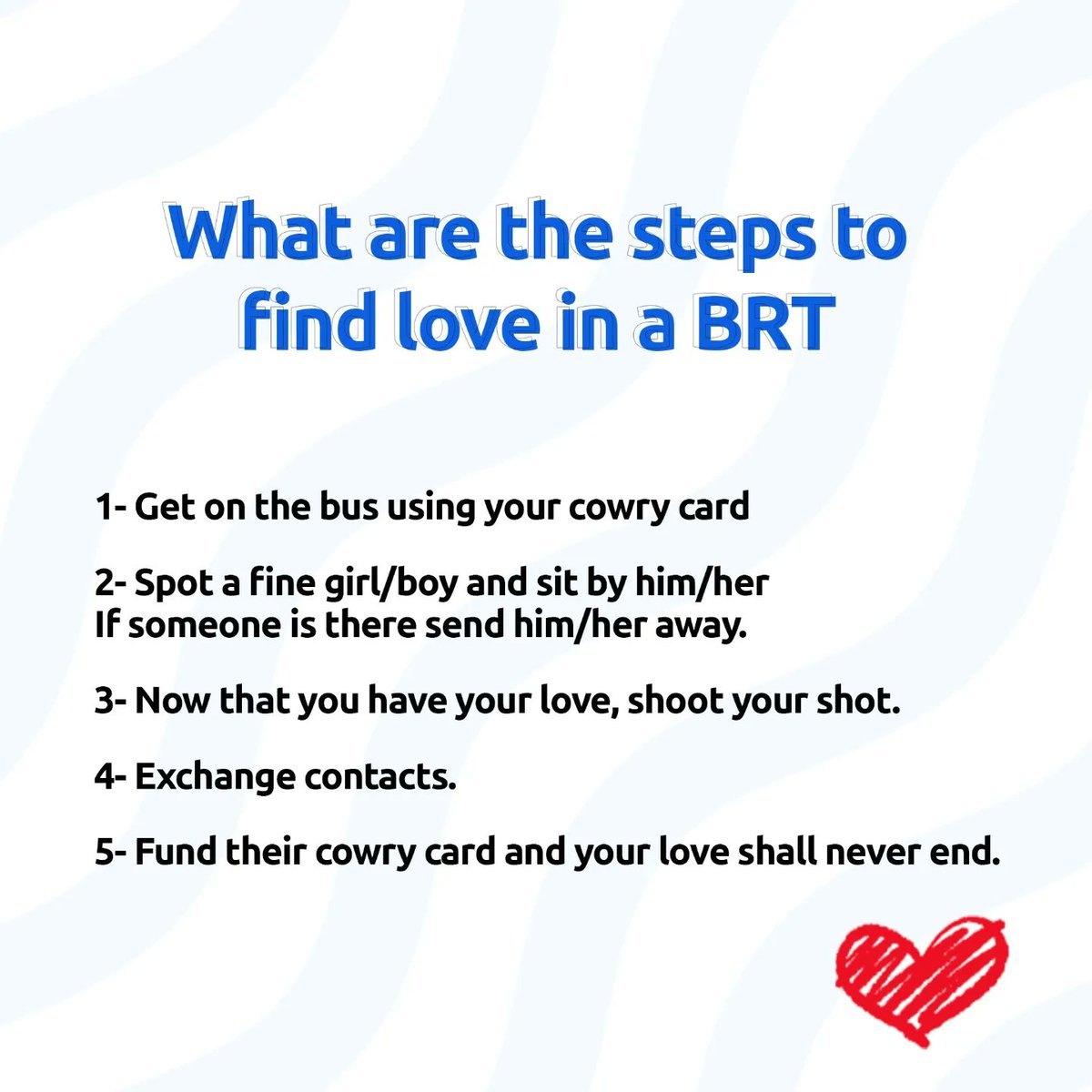 paywithcowry's tweet photo. People are here finding love while using Cowry on BRT. Check second slide for the steps to finding love on BRT....don't say we didn't do anything for you ๐
It's the love on the move for us ๐ฅฐ
.
Cc @lollypeezle
.
#cowry #cowrycard #CowryLagos #OneCowryOneLagos #cowrytribe https://t.co/Pv6HlohZUK