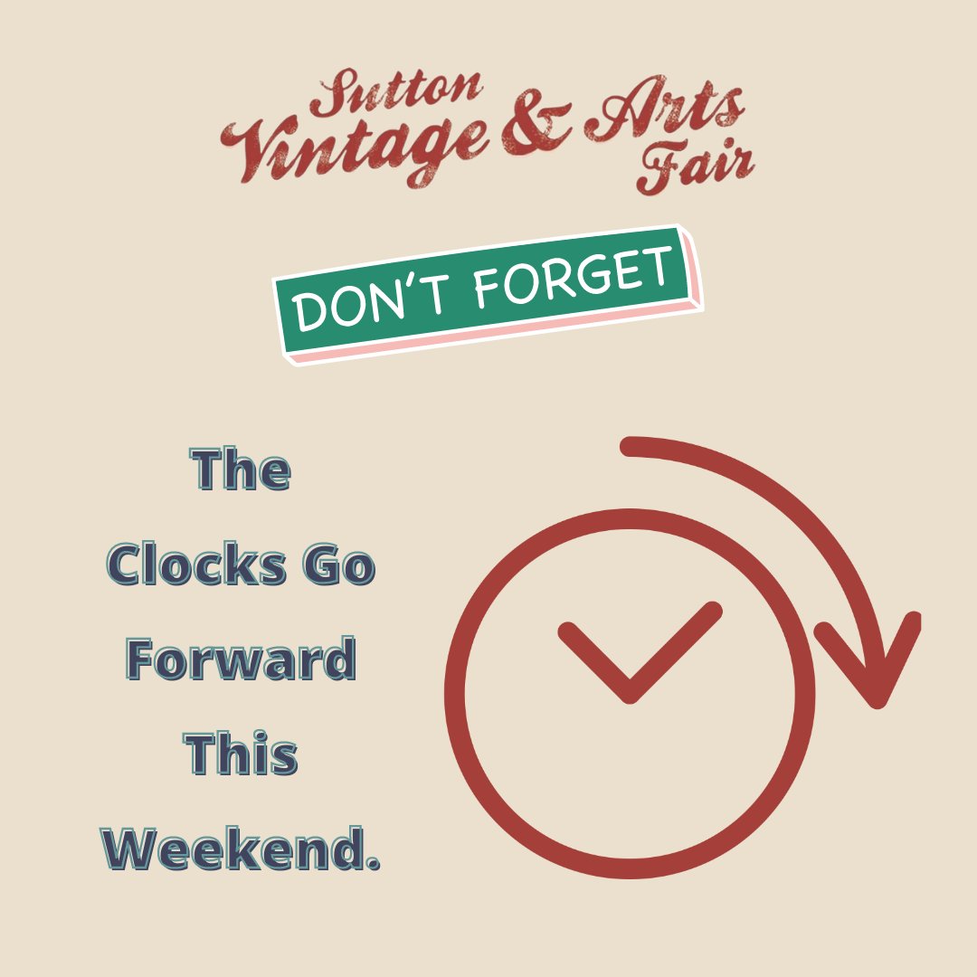 Suttonvintage's tweet photo. Don't forget to check your clocks this weekend, you don't want to be late for the return of Sutton Vintage and Arts Fair!

#suttonvintageandartsfair #suttoncoldfield #suttoncoldfieldtownhall #suttonwhatson #suttoncoldfieldwhatson #vintagefairuk #Vintage https://t.co/Mca7TEdhYL