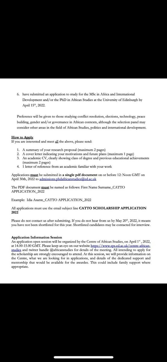 #InternationalScholarship #African #Female #Masters in #AfricanStudies or #International Development or #PhD in #AfricanStudies #Scotland. Please apply or RT to Share. ❤