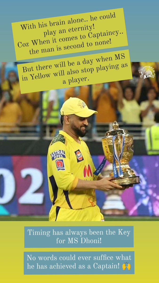 PratikDoshi07's tweet photo. Oh Captain! 🦁ur Captain!

@ChennaiIPL #MSDhoni𓃵 #CSK𓃬 https://t.co/MkYJtE19p5