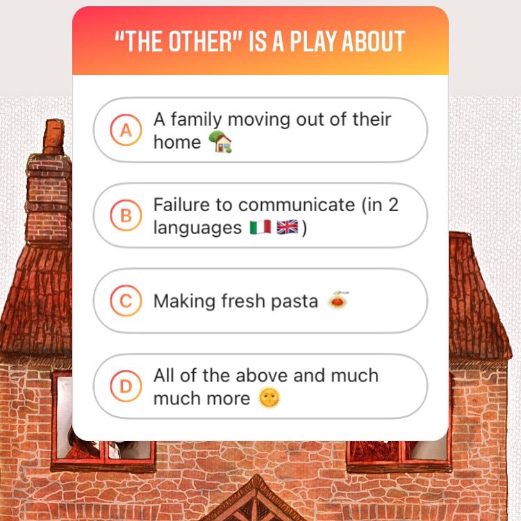 Don’t miss out on the drama/bilingualism/pasta 🇮🇹 🍝 📦 Book your tickets now: ticketsource.co.uk/azdoratheatrec…

Part of the profit is going to <a href="/Shelter/">Shelter</a> #drama #bilingual #italian #ImmigrationMatters #home 🏠❤️