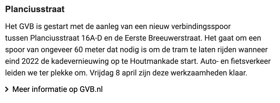 Amsterdam1012's tweet photo. De nieuwsbrief is vandaag binnen (werkzaamheden zijn al gestart) en verwijst naar website van GVB waar niks te vinden is over de werkzaamheden #blvc #wior https://t.co/8pUeHgvcvG