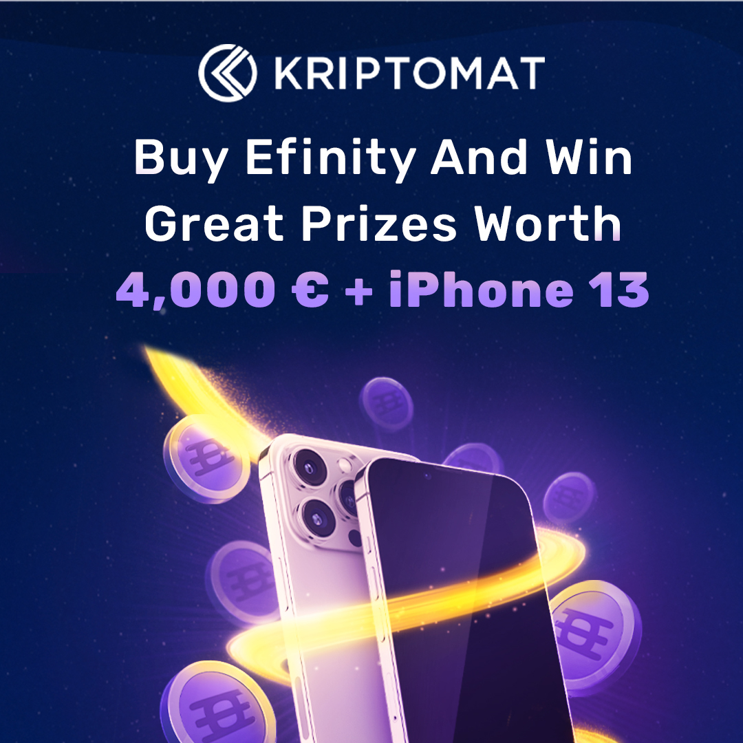 kriptomat's tweet photo. Buy @efinityio, win great prizes in @kriptomat 🚀

4,000 € Lucky $EFI Drawing! 🎁 

100 winners will get 40 € of $EFI – and one will receive an Apple iPhone 13! 

#EFI #Efinity #Crypto #Kriptomat

Here is how to win: 
https://t.co/ElEtIPyMZT https://t.co/K1EtTuMQuU