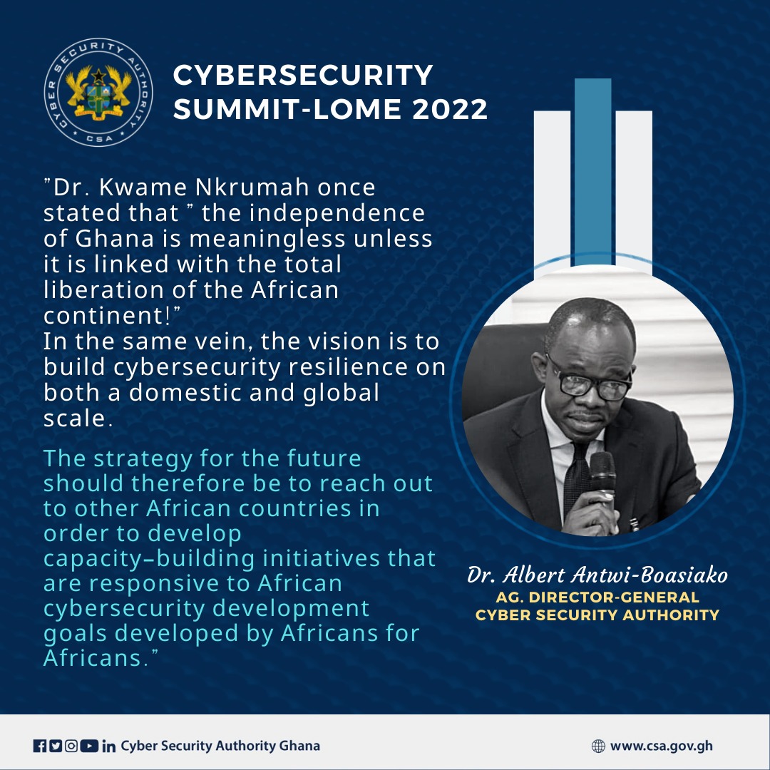 aantwi_boasiako's tweet photo. Dr. Albert Antwi-Boasiako was part of a panel that discussed "Identify and Implement the Key Factors for Success to Strengthen Regional Cyber Security Collaboration." at the Cybersecurity Summit - Lome on Wednesday 23 March 2022. 

Here are some key points made.

#CyberSecurity https://t.co/uPlnkx1Muz