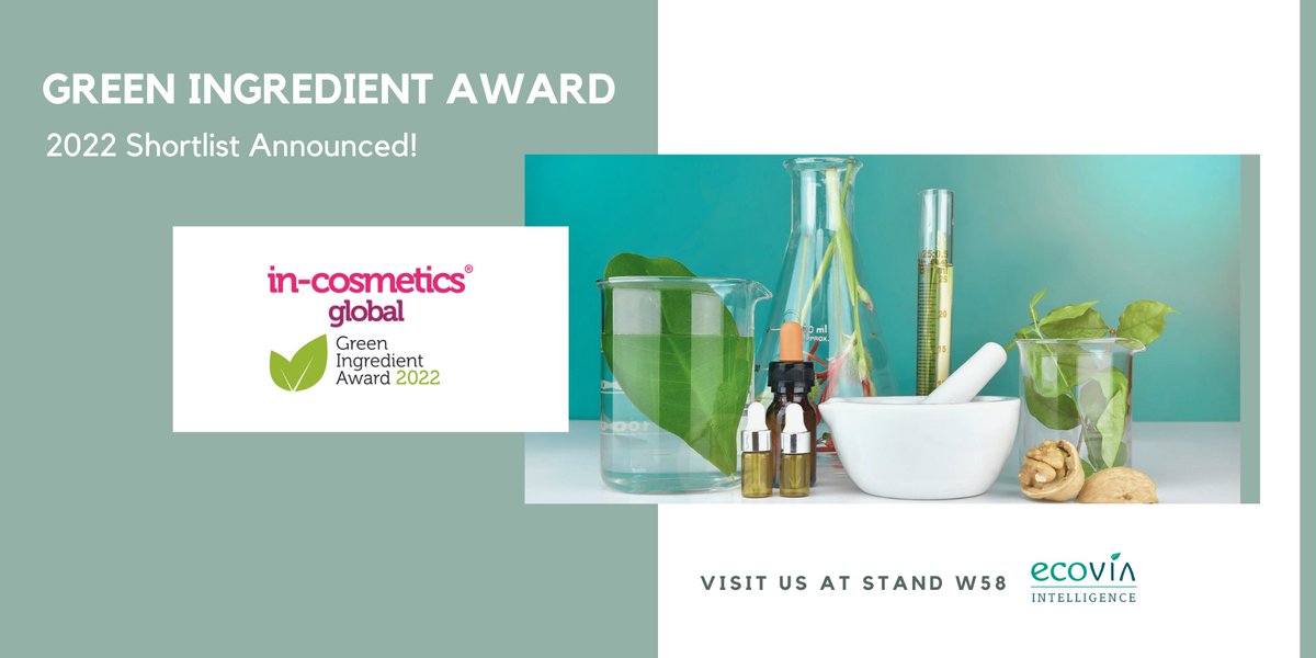 SCSummits's tweet photo. In partnership with @incosmetics Global, we are proud to announce the shortlist for the 2022 Green Ingredient Award. The winners will be announced at in-cosmetics on 5-7 April.

Register for free at https://t.co/QSZISXMr80
#cosmetics #beauty #Sustainability https://t.co/g1DdRxaIhG