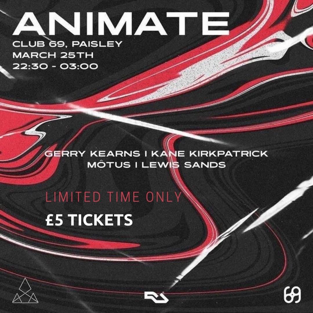 Ahead of Friday’s Animate #Glasgow Residents Party, we’re delighted to offer the Rave Cave Family an invite to £5 tickets for 12 hours only. 

Please grab your special ticket before 9 pm this evening by clicking here: ra.co/events/1503868
 
Tickets on the door will be £10..